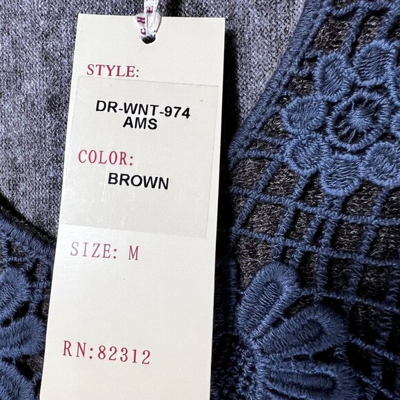 Aryeh NWT Dress Floral Butterfly Design Brown Womens M Boho Cottage Core LS - Picture 9 of 16